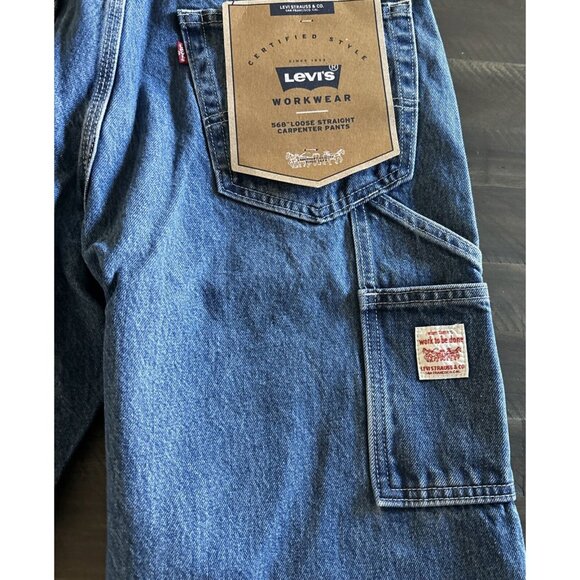 Levis 568 Stay Loose Straight Carpenter Blue Jeans Workwear Jeans Men's 34X34 - Picture 7 of 10